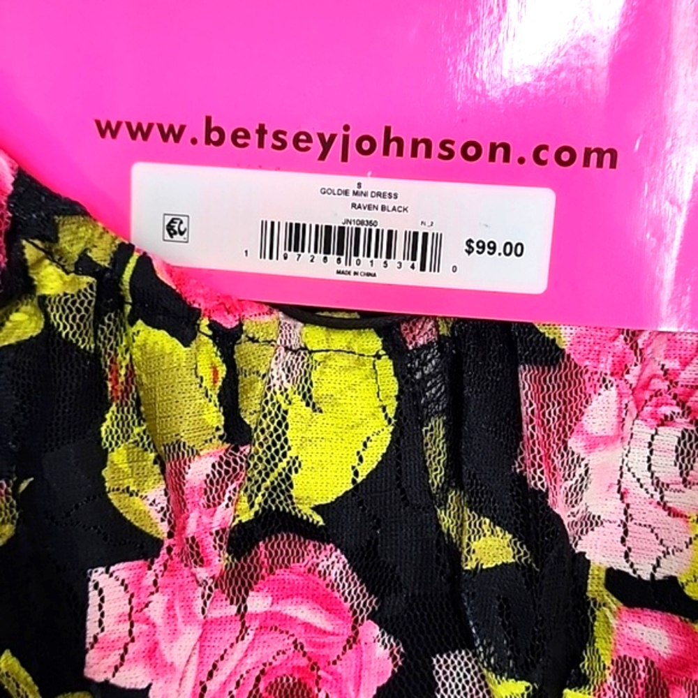 Betsey Johnson Women's Mini Lace Rose Floral Dress.  Size S - Picture 6 of 11